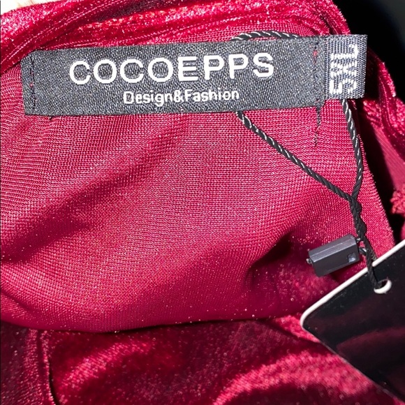 Cocoepps Velour Look Bugundy Tunic ruffle 5Xl - Picture 4 of 8